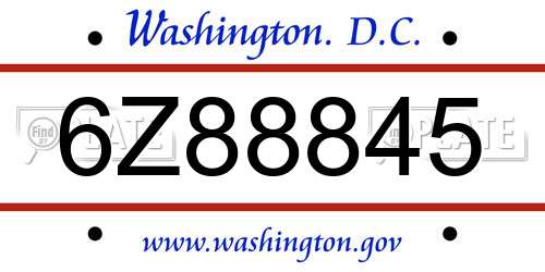 6Z88845 District Of Columbia License Plate