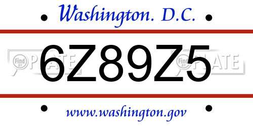 6Z89Z5 District Of Columbia License Plate