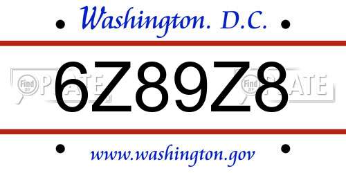 6Z89Z8 District Of Columbia License Plate