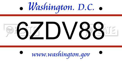 6ZDV88 District Of Columbia License Plate