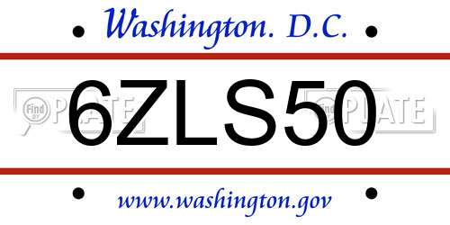 6ZLS50 District Of Columbia License Plate