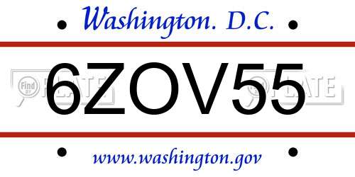 6ZOV55 District Of Columbia License Plate