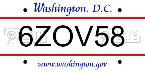 6ZOV58 District Of Columbia License Plate