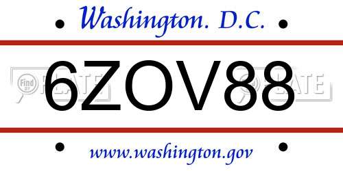 6ZOV88 District Of Columbia License Plate