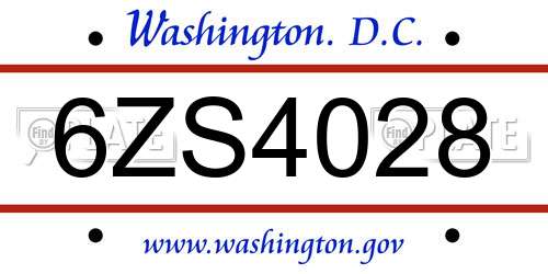 6ZS4028 District Of Columbia License Plate