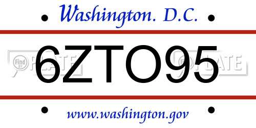 6ZTO95 District Of Columbia License Plate