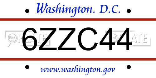 6ZZC44 District Of Columbia License Plate