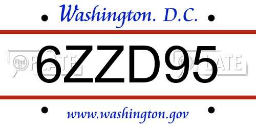 6ZZD95 District Of Columbia License Plate