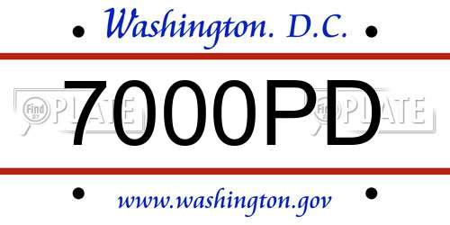 7000PD District Of Columbia License Plate