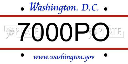 7000PO District Of Columbia License Plate