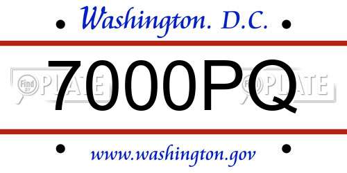 7000PQ District Of Columbia License Plate