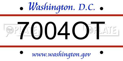 7004OT District Of Columbia License Plate
