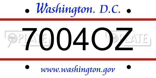 7004OZ District Of Columbia License Plate