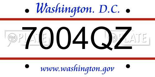 7004QZ District Of Columbia License Plate
