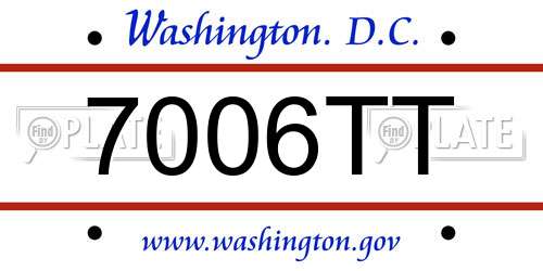 7006TT District Of Columbia License Plate