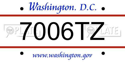 7006TZ District Of Columbia License Plate