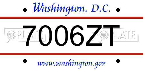 7006ZT District Of Columbia License Plate