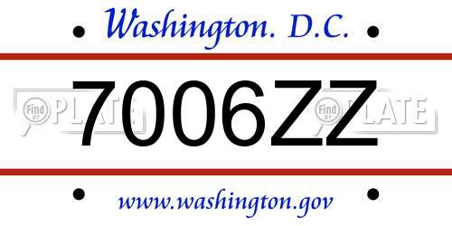 7006ZZ District Of Columbia License Plate