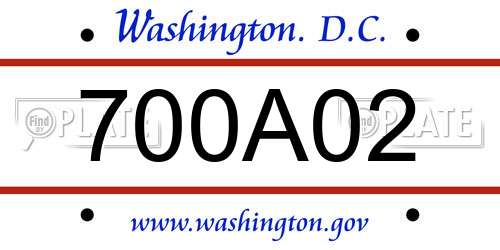 700A02 District Of Columbia License Plate
