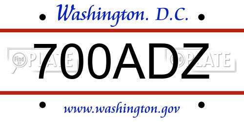 700ADZ District Of Columbia License Plate