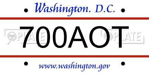 700AOT District Of Columbia License Plate
