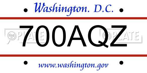 700AQZ District Of Columbia License Plate