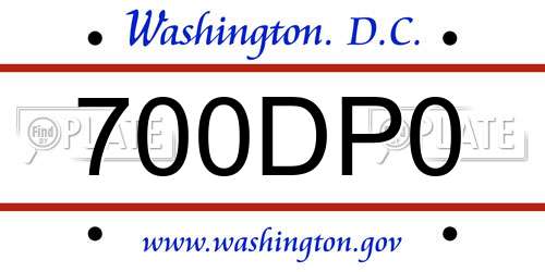 700DP0 District Of Columbia License Plate