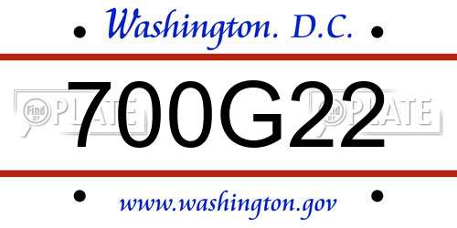 700G22 District Of Columbia License Plate