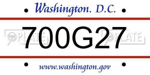 700G27 District Of Columbia License Plate