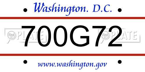 700G72 District Of Columbia License Plate