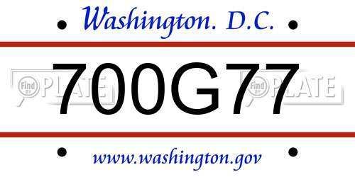 700G77 District Of Columbia License Plate