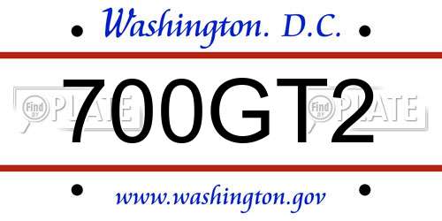 700GT2 District Of Columbia License Plate