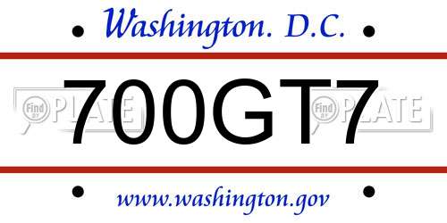 700GT7 District Of Columbia License Plate