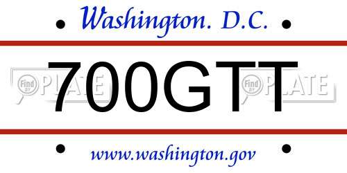 700GTT District Of Columbia License Plate