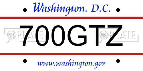 700GTZ District Of Columbia License Plate