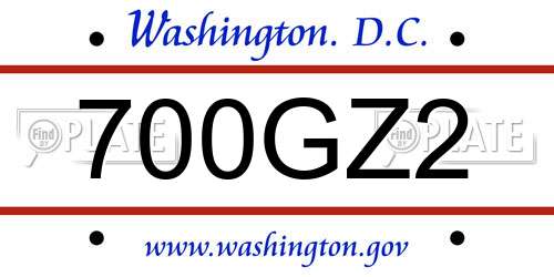 700GZ2 District Of Columbia License Plate