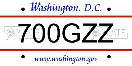700GZZ District Of Columbia License Plate