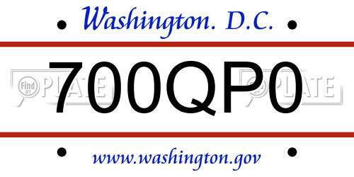 700QP0 District Of Columbia License Plate
