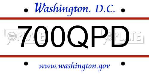 700QPD District Of Columbia License Plate