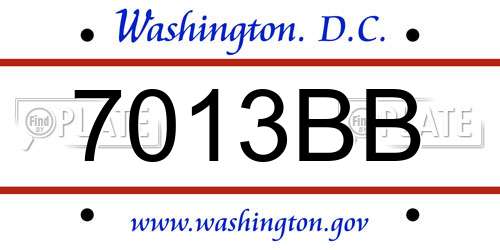 7013BB District Of Columbia License Plate
