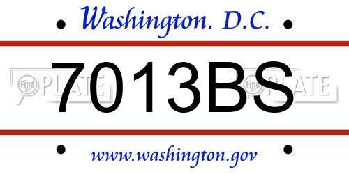 7013BS District Of Columbia License Plate