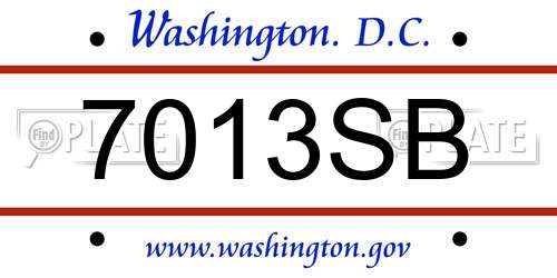 7013SB District Of Columbia License Plate