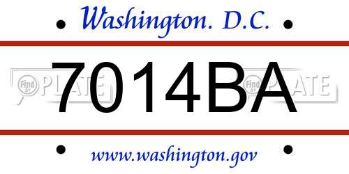 7014BA District Of Columbia License Plate