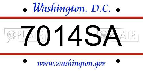 7014SA District Of Columbia License Plate