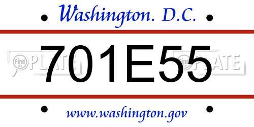 701E55 District Of Columbia License Plate