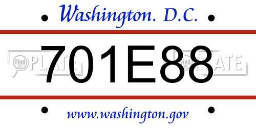 701E88 District Of Columbia License Plate