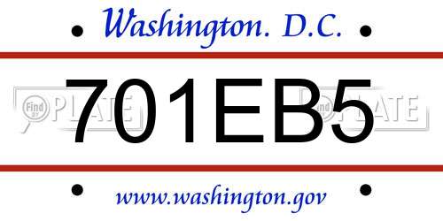 701EB5 District Of Columbia License Plate