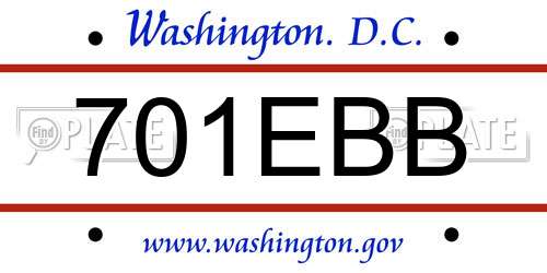 701EBB District Of Columbia License Plate