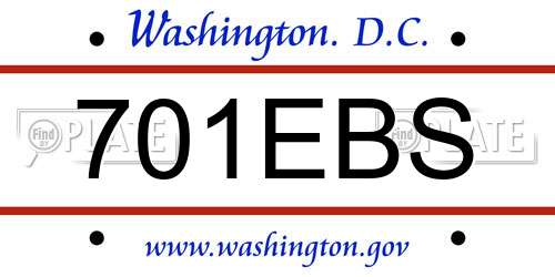 701EBS District Of Columbia License Plate