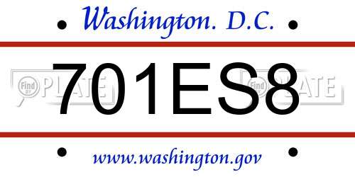701ES8 District Of Columbia License Plate
